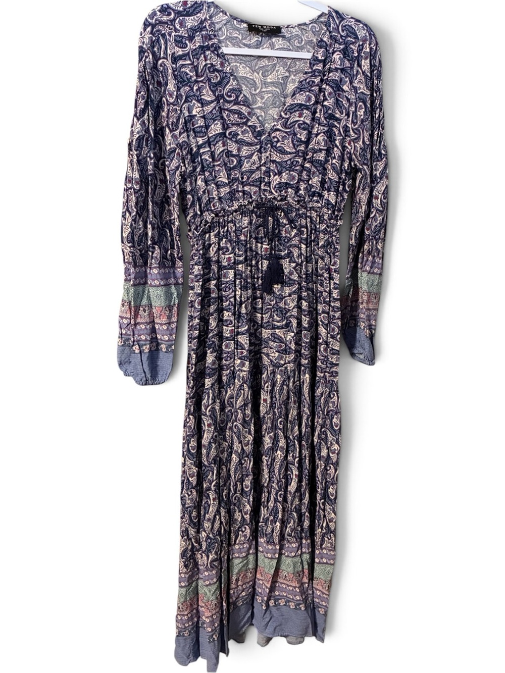 Few Moda Boho Paisley Tiered Maxi Dress Blue Size XS will fit Small/Medium too!
